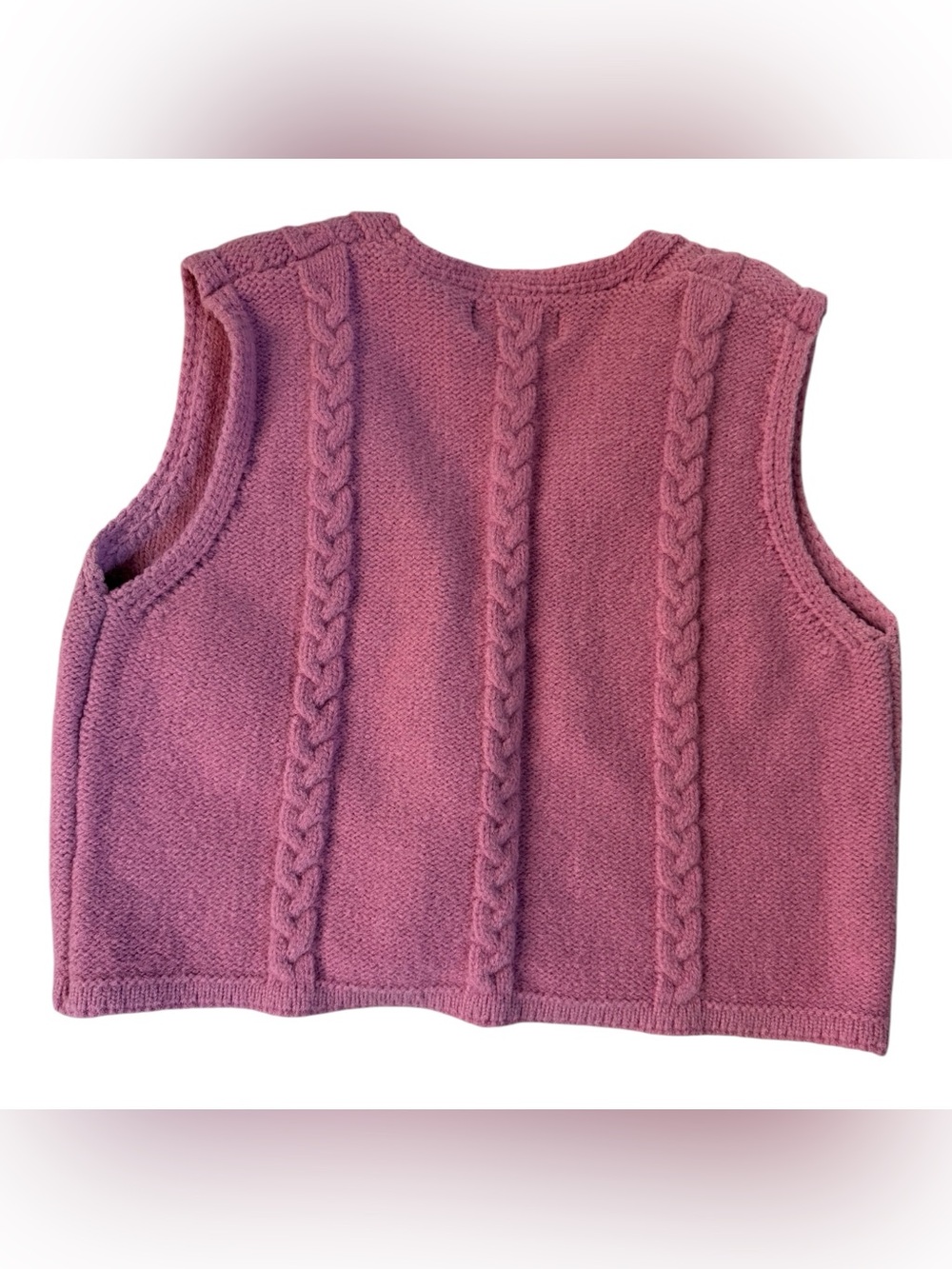 Cider Pink Embroidered Granny Knit Vest Sz M - Picture 5 of 11